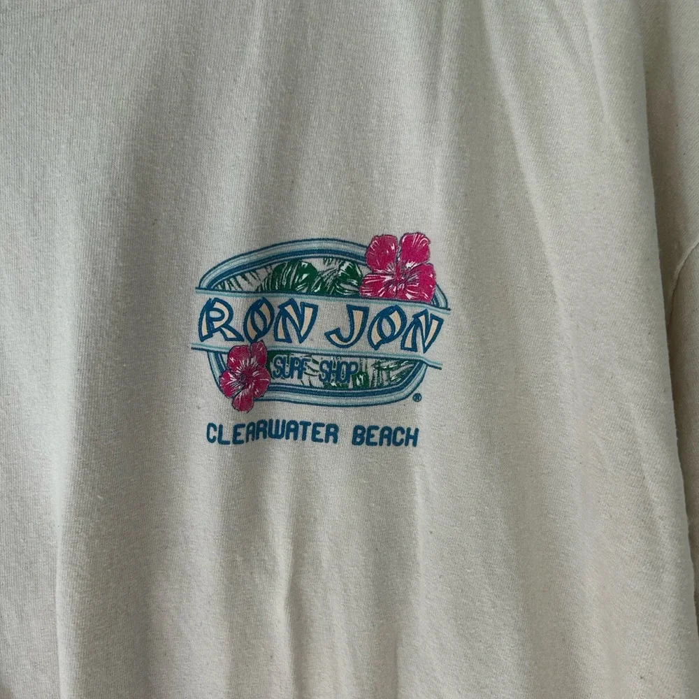 Y2K Ron Jon Surf Shop 3XL Cream Graphic Cotton Tee - Picture 3 of 4